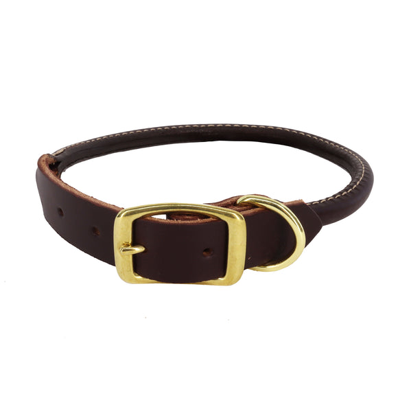 Coastal Pet Products Circle T Latigo Leather Round Dog Collar with Solid Brass Hardware (3/8