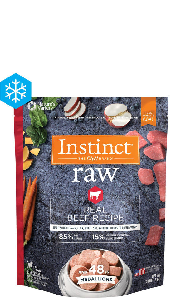 Instinct Raw Frozen Medallions Real Beef Recipe (3 lb)
