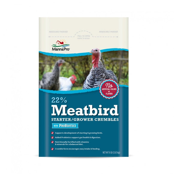 Manna Pro Adult Poultry Care 22% Meatbird Starter/Grower Crumbles with Probiotics