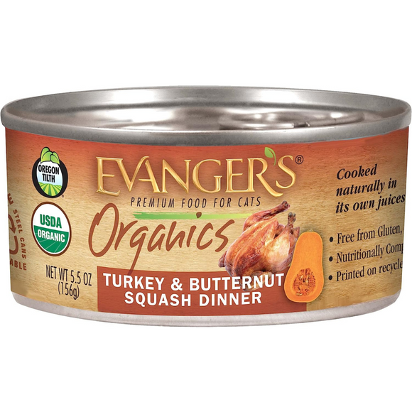 Evangers Organics Turkey and Butternut Squash Canned Cat Food (5.5 Oz)