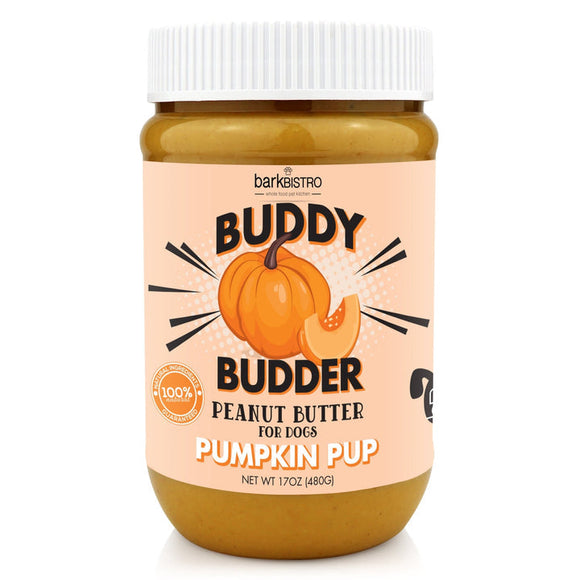 Bark Bistro Pumpkin Pup BUDDY BUDDER - 100% natural Dog Peanut Butter (17 oz)