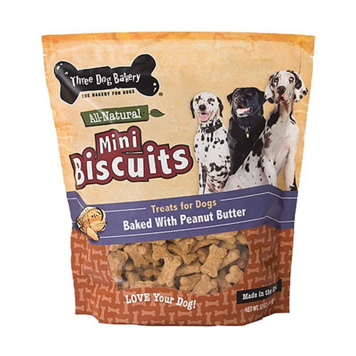 Three Dog Bakery Mini Biscuits Treats For Dogs (Peanut Butter)