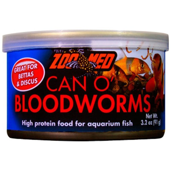 ZOO MED CAN O' BLOODWORMS HIGH PROTEIN FISH FOOD (3.2 OZ)