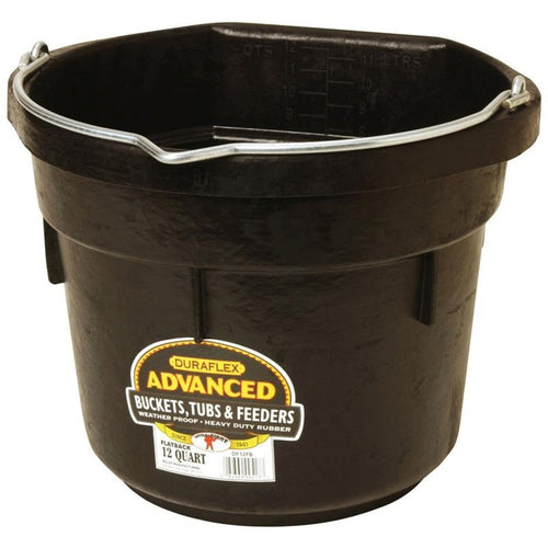 LITTLE GIANT DURAFLEX RUBBER FLAT BACK BUCKET (12 QT, BLACK)