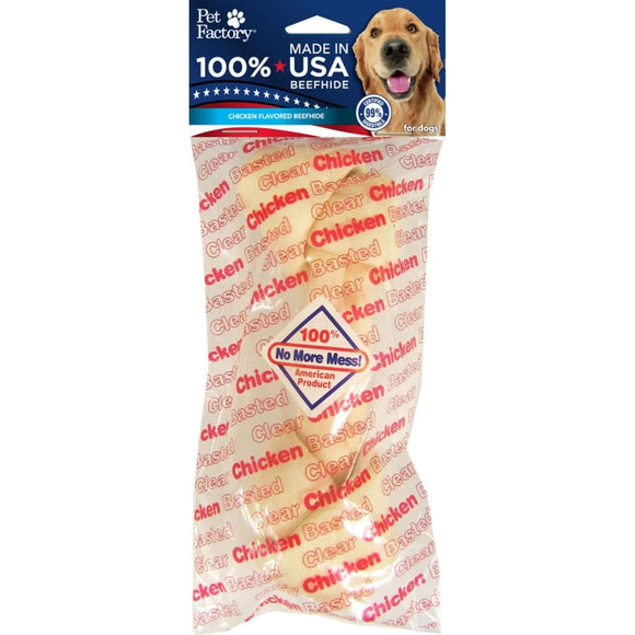 Pet Factory USA Beefhide Clear Basted Dog Bone (Beef- 6 inch)
