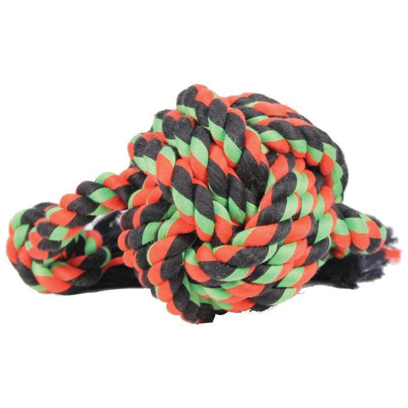 MAMMOTH FLOSSY CHEW MONKEY FIST BALL W/ROPE ENDS (18 IN, MULTI)